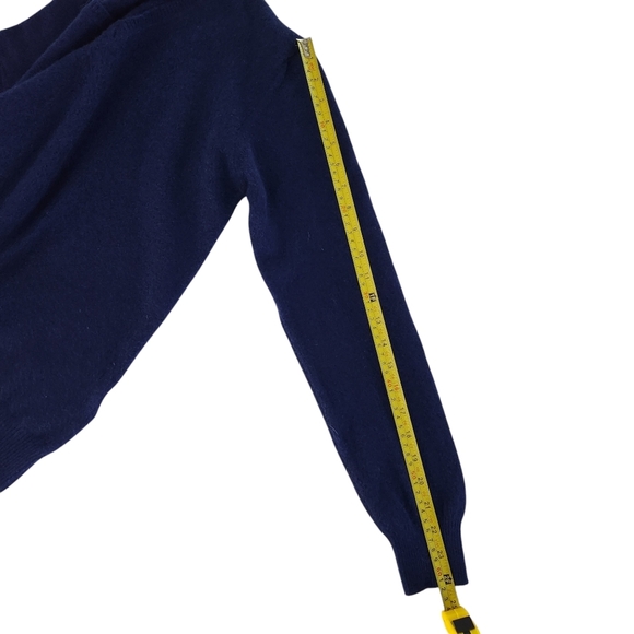 J.LINDEBERG Blue super fine merino and cashmere V-Neck Sweater - Size Medium - Picture 7 of 8